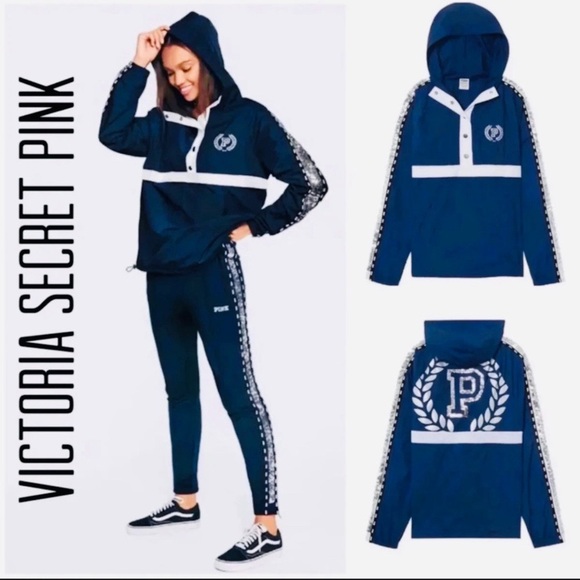 Victoria Secret Pink Bling Anorak Hoodie Jacket Sequence Windbreaker Coat New M - Picture 4 of 14